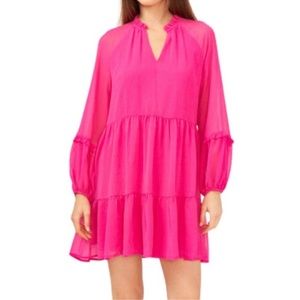 Pink long Sleeve Mini Dress